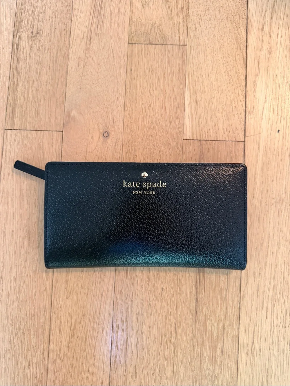 kate spade Black Pebbled Zip Continental Wallet